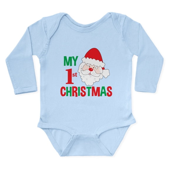 CafePress - My 1St Christmas Santa Claus Body Suit - Long Sleeve Cotton Baby Bodysuit