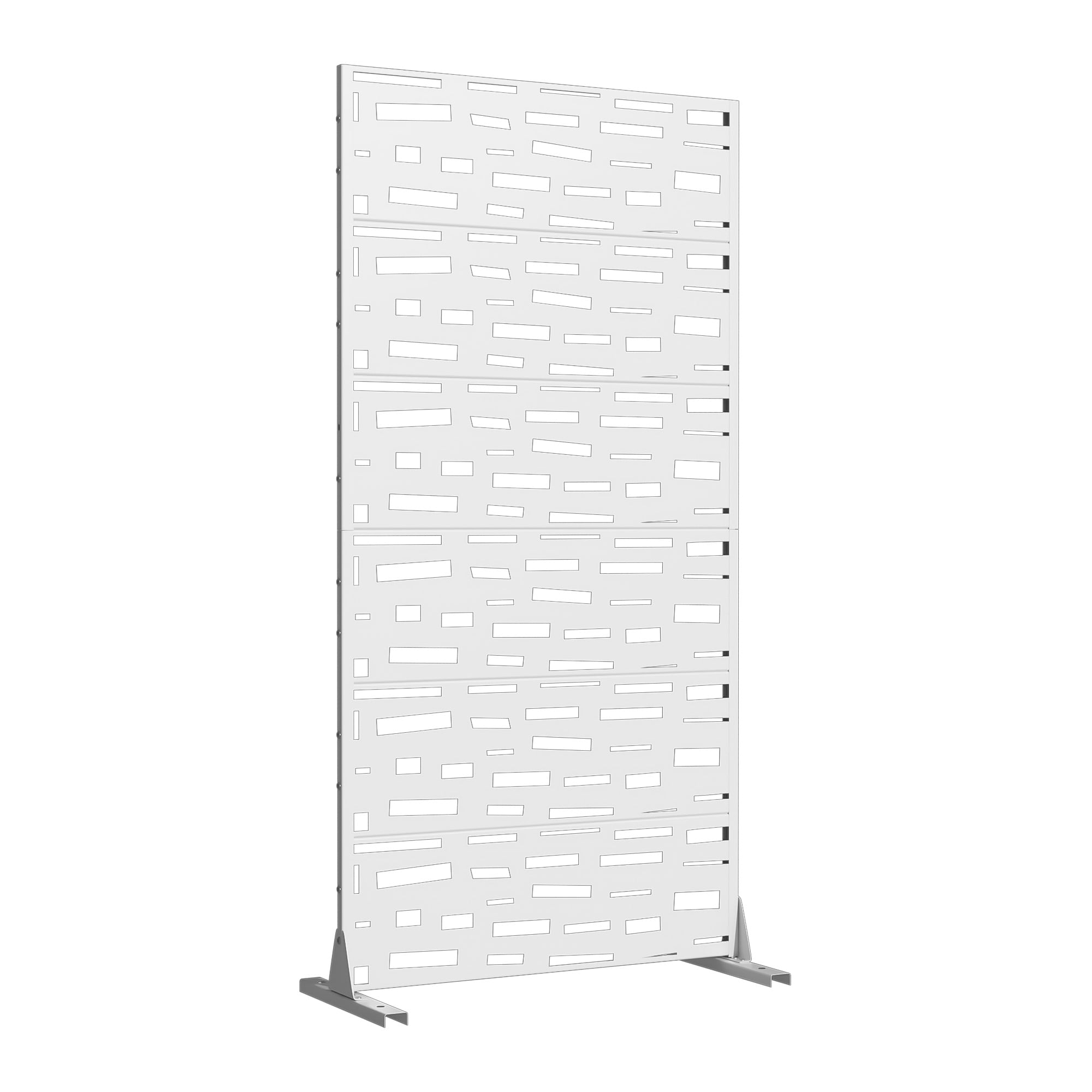 MAYEERTY 72 × 35in Outdoor Privacy Screen with Stand Metal Balcony Decorative Screen, White