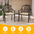 thumbnail image 6 of Tcbosik 2 Pack Stackable Chairs with Cushion, Cast Aluminum Dining Chair, Bistro Armchair for Poolside, Backyard, Balcony, Antique Bronze, 6 of 9