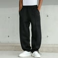 thumbnail image 1 of Ceisia Men Solid Color Loose Casual Pants Elastic Waist Drawstring Sports Gift Work Trousers, 1 of 9