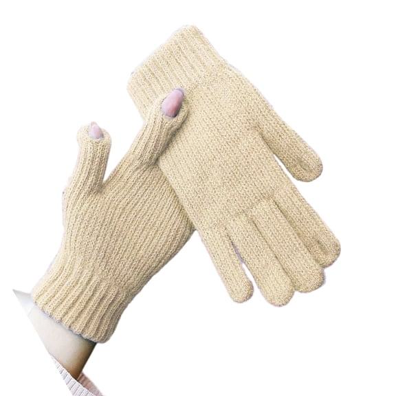 Winter Thermal Gloves Fleece Lined Windproof Finger Holes For Outdoor Hiking Cycling Coldproof