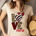 thumbnail image 4 of Love Nurse Graphic T-Shirt for Women Men | Leopard Plaid Heart Medical Tee, Gold, Size 3XL, 4 of 6