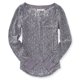 thumbnail image 1 of Camiseta henley de encaje Floral transparente Aeropostale para mujer gris grande, 1 of 2
