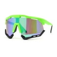 thumbnail image 3 of Large Coverage Mirror Lens Shield Curved Wrap Sport Sunglasses Green Black - Teal Mirror, 3 of 4