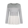thumbnail image 2 of Floleo Clearance Womens Tops Long Sleeve Shirts Fall Clearance Maternity O-Neck Stripe Long Sleeve Breast-Feeding Pregnant Woman Nursing Blouse Tops Gray, 2 of 8