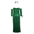 thumbnail image 4 of FYEGRE Elegant V Neck Leaf Sequin Gown With High Slit For Stage Performance Halloween Party Dance And Evening Events Green XL, 4 of 5