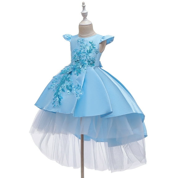 Girls Baby Blue Dress Without Sleeve For Wedding, Pageant, Birthday, Christmas, New Year, Eid and Graduation without Sleeves ages 4 years old.