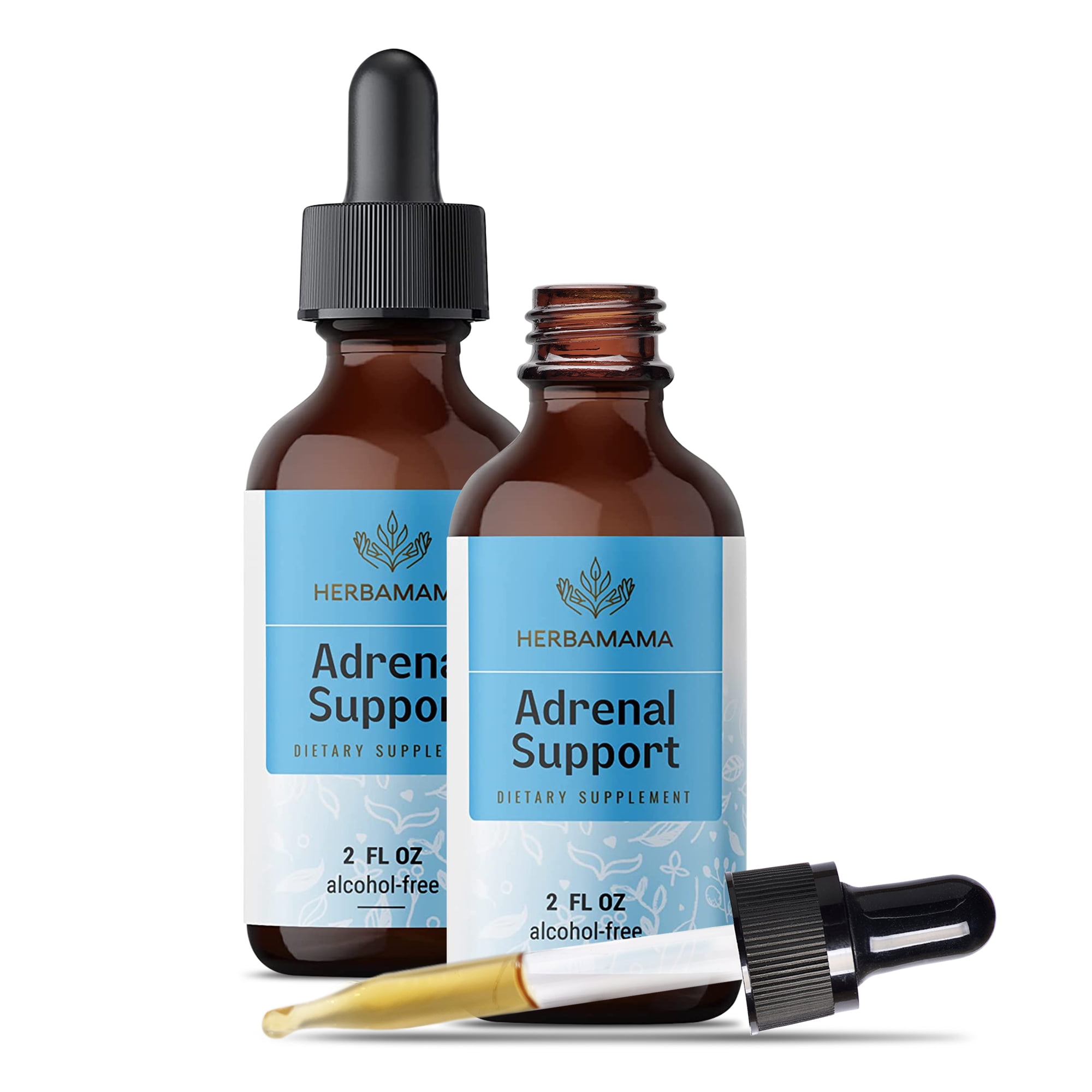 HERBAMAMA Adrenal Health Liquid Extract - Adrenal Support w/ Ashwagandha & Rhodiola Rosea, 2 fl. Oz