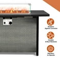 thumbnail image 3 of Spaco 43-inch Fire Table with Gray Imitation Ribbon Stripes, 2 in 1 Gas Fire Pit, Fire Pit with Glass Wind Guard for Outdoor, Gray, 3 of 14