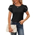 thumbnail image 3 of Bellella T-Shirt pour Femmes Col Rond Tops d'Été Manches Courtes Pull Tunique Décontractée Blouse Noire S, 3 of 5