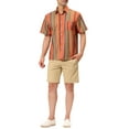 thumbnail image 2 of Lars Amadeus Men's Summer Hawaiian Short Sleeves Button Down Striped Shirts, 2 of 6