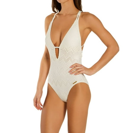 UPC 193144341969 product image for Women s Vince Camuto V90713 Crochet Lace Plunging V Neck One Piece Swimsuit (Ivo | upcitemdb.com