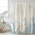 thumbnail image 6 of Blue Seahorse Coastal Shower Curtain Set - 48" x 72" Washable Bathtub Curtain with 12 Hooks, Summer Beach Nautical Ocean Coral Vintage Waterproof Fabric Shower Curtains for Bathroom/Bathtub Décor, 6 of 6