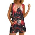 thumbnail image 4 of Women's Pajama Sets Halloween Print Sleeveless 2 Piece Set Tank Top and Shorts for Parties and Everyday Casual Outfits 01 L, 4 of 5