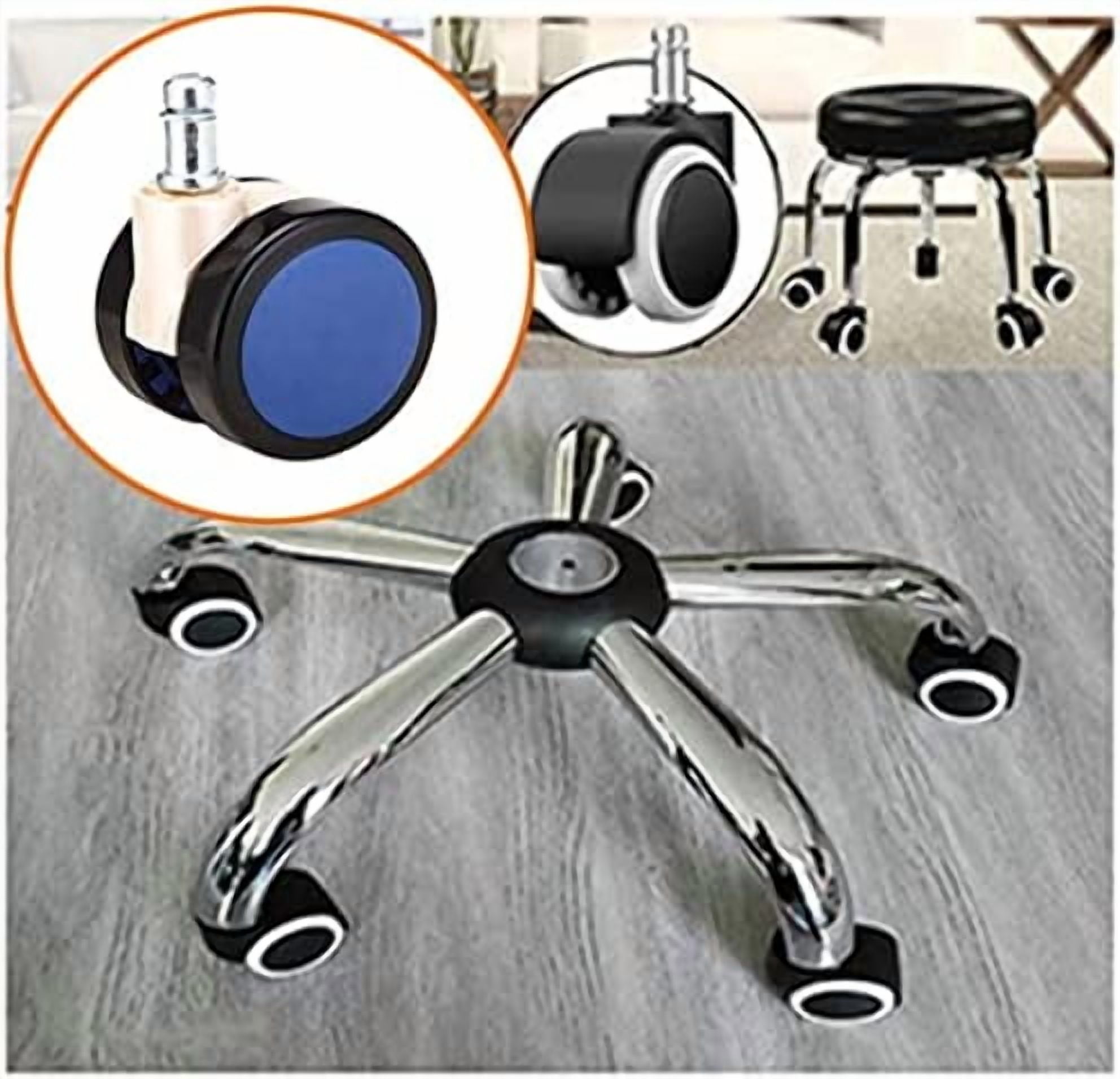 Gamvdout Office Chair Caster Wheels Furniture Swivel Caster Wheels PU Chair Replacement Castors Protect Your Hardwood Carpet/Tiles M1122mm 300lb Pack of 5 I