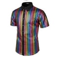 thumbnail image 3 of Camisa de vestir para hombre, camisa con botones de lentejuelas, disfraz de cosplay para fiesta de discoteca, 3 of 6