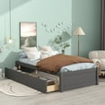 thumbnail image 2 of SYNGAR Gray Wood Storage Bed Twin Bed Frame, Twin Size Platform Bed with Solid Slats and Drawers, No Box Spring Needed, 2 of 7