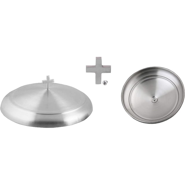 Mayur Export Acier Inoxydable Acier Inoxydable Acier Inoxydable Mayur Export Plateau à Pain de Communion en Acier Inoxydable avec Couvercle pour Églises Mayur Export Fournitures de Communion en Acier Inoxydable (Argent Mat)