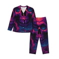 thumbnail image 1 of Balery Purple-Red Skull Conjunto de Pijama con Estampado para Mujer, Conjunto de Dos Piezas con Manga Larga, Ropa de Dormir Suave con Bolsillos, Pijamas Cómodos-Small, 1 of 7