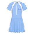 thumbnail image 3 of Moggemol Maillot de Bain à Manches Courtes pour Filles, Robe de Plage, Bleu 130/M, 3 of 5