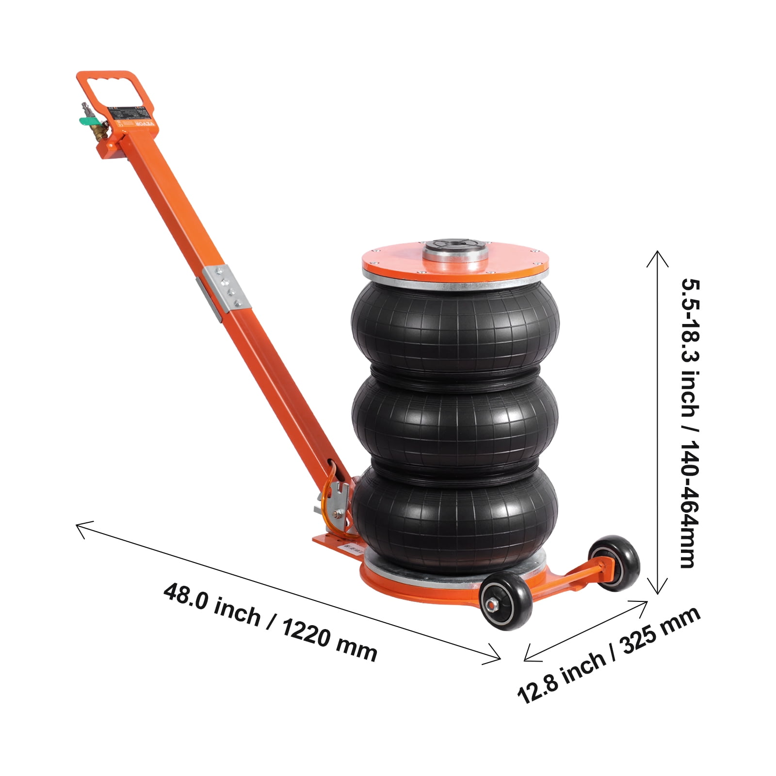 VEVOR Air Jack, 5 Ton/11000 lbs, 4-10 S Pneumatic Lifting Jack with Heightened Column & Adjustable Handle, Easy-to-Lift & Space-Saving Jack with Thick Rubber Pad, Fits for Sedan, SUV, Pickup Truck