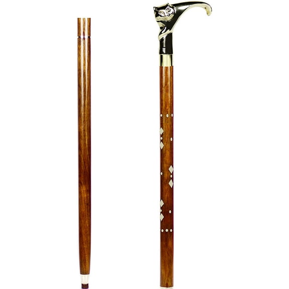 Aluminum & Brass Decorative Rosewood Walking Cane | Full Size Walking-Stick for Men & Women |