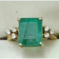 thumbnail image 3 of emerald ring emerald cut gemstone 925 sterling silver ring engagement ring wedding ring statement ring may birthstone raw emerald ring, 3 of 3