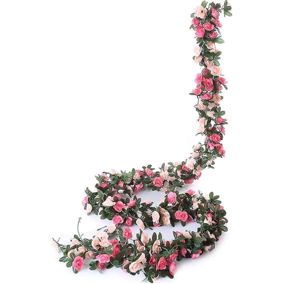 5 Pack 41 Ft Fake Rose Vine Flowers Plants Artificial Flower Hanging Rose Ivy Home Hotel Office Wedding Party Garden Craft Art Dcor Pink Pink