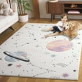thumbnail image 3 of SAFAVIEH Carousel Kids Planets and Stars Area Rug, Ivory/Orange, 5'3" x 7'6", 3 of 11
