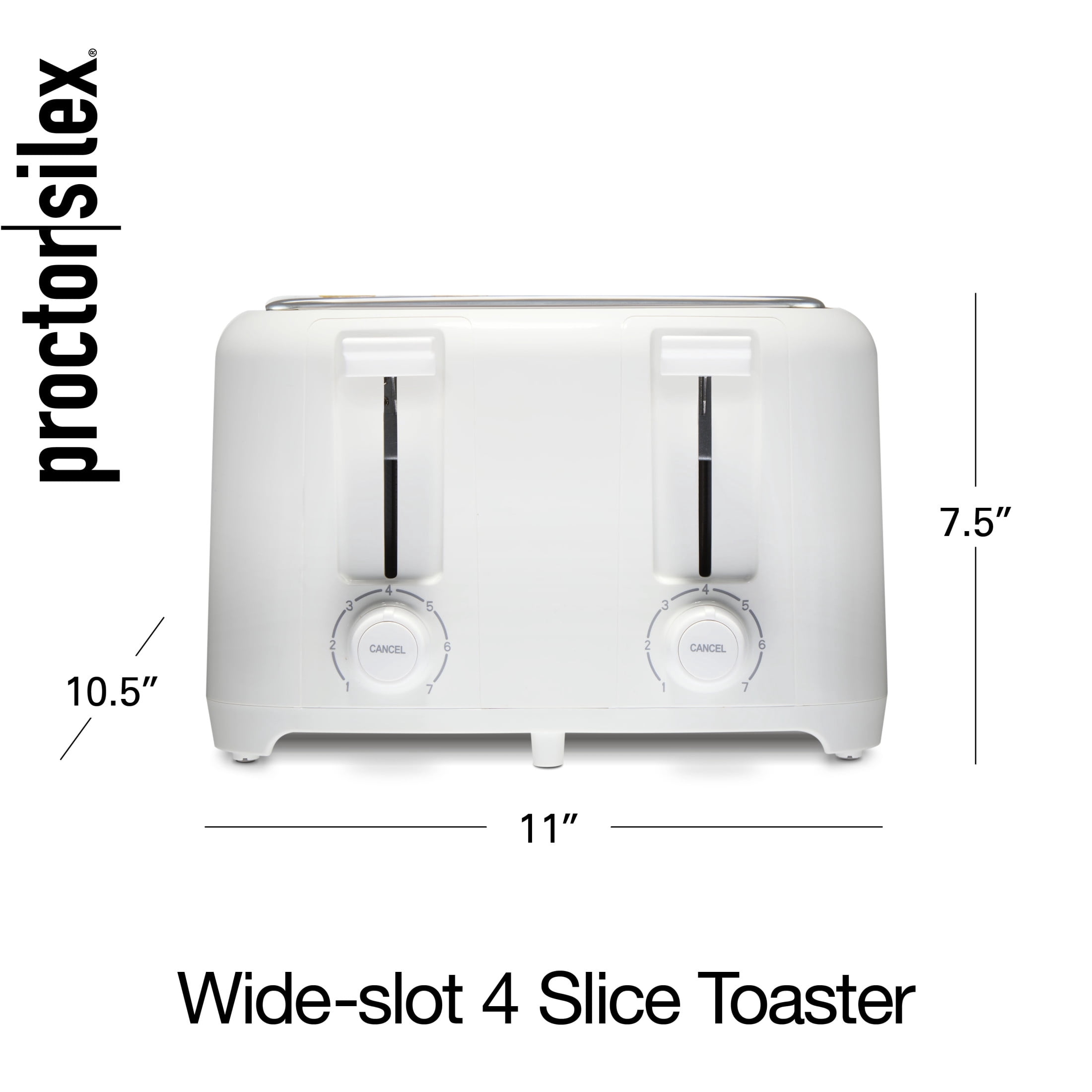 Proctor Silex 4-Slice Toaster with Extra-Wide Slots, Toast Boost, and Removable Crumb Tray, White