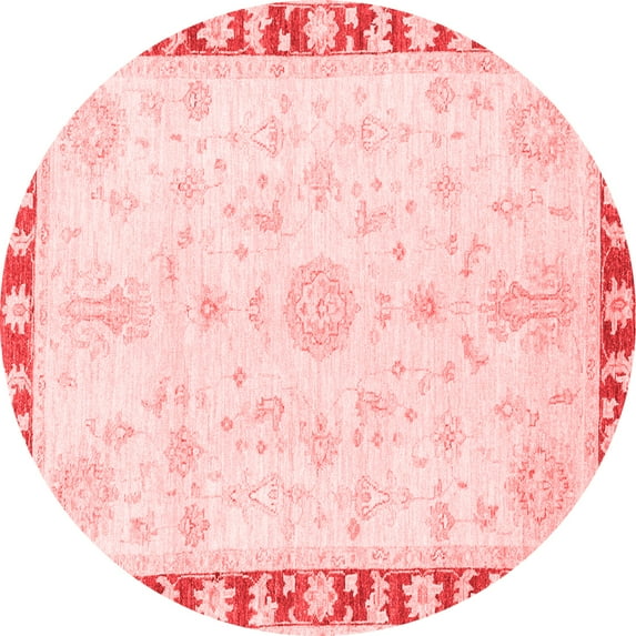 Ahgly Company Machine Washable Indoor Round Abstract Red Modern Area Rugs, 5' Round