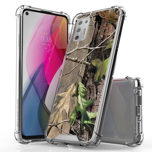 ANJ  Hybrid Slim Hard Back Cover Case Flexible Bumper for Motorola Moto G Stylus 2021 - White Lacey Flower