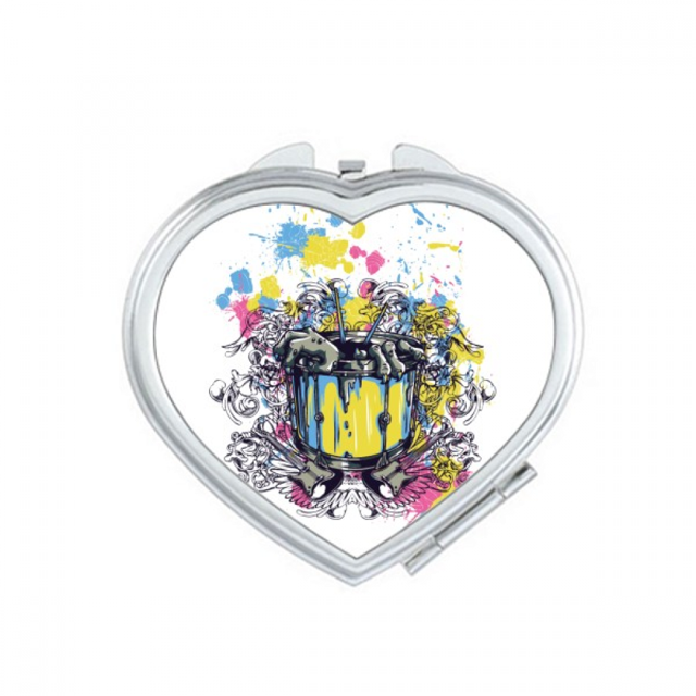 Graffiti Street Barrel Guitar Hands Pattern Mirror Travel Magnification Portable Handheld Pocket Makeup