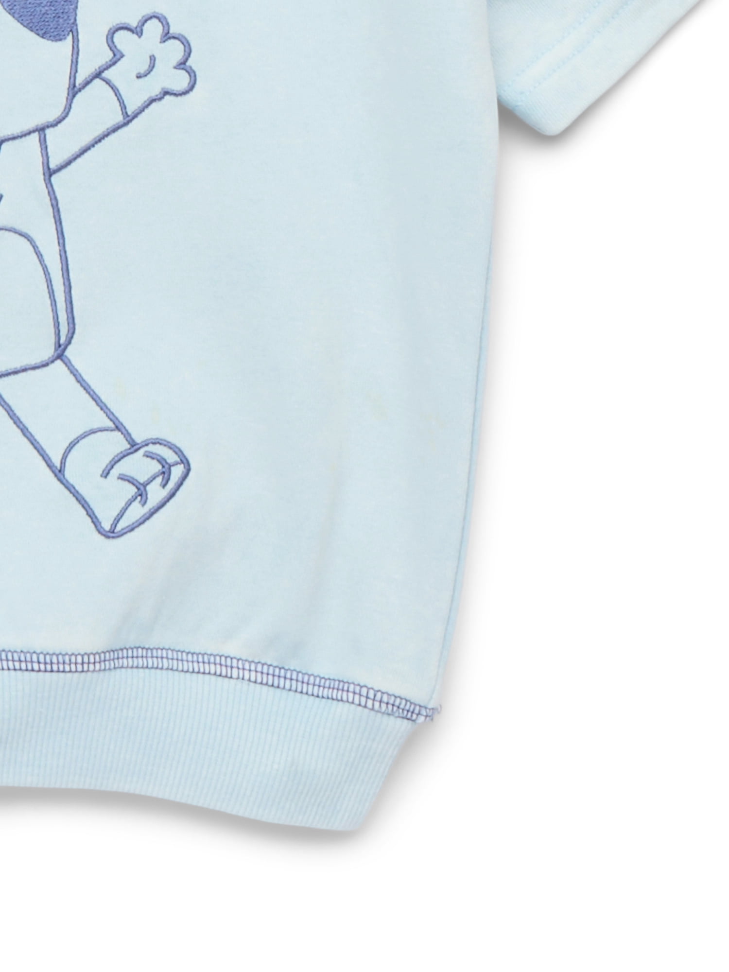 Bluey Toddler Boy Embroidered Graphic Short Sleeve Crewneck Sweatshirts, Sizes 12 Months- 5T