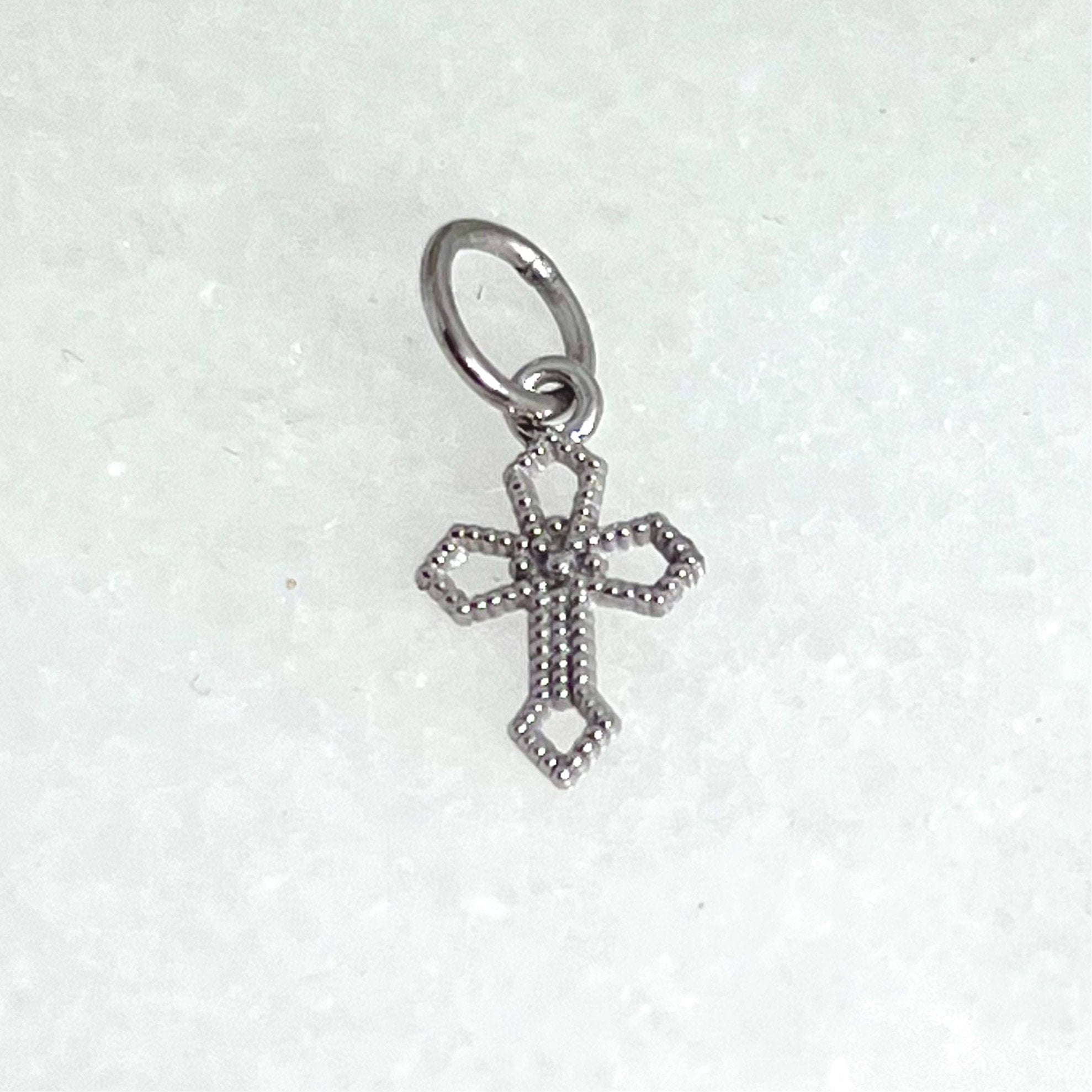 Gold Beaded Cross Charm