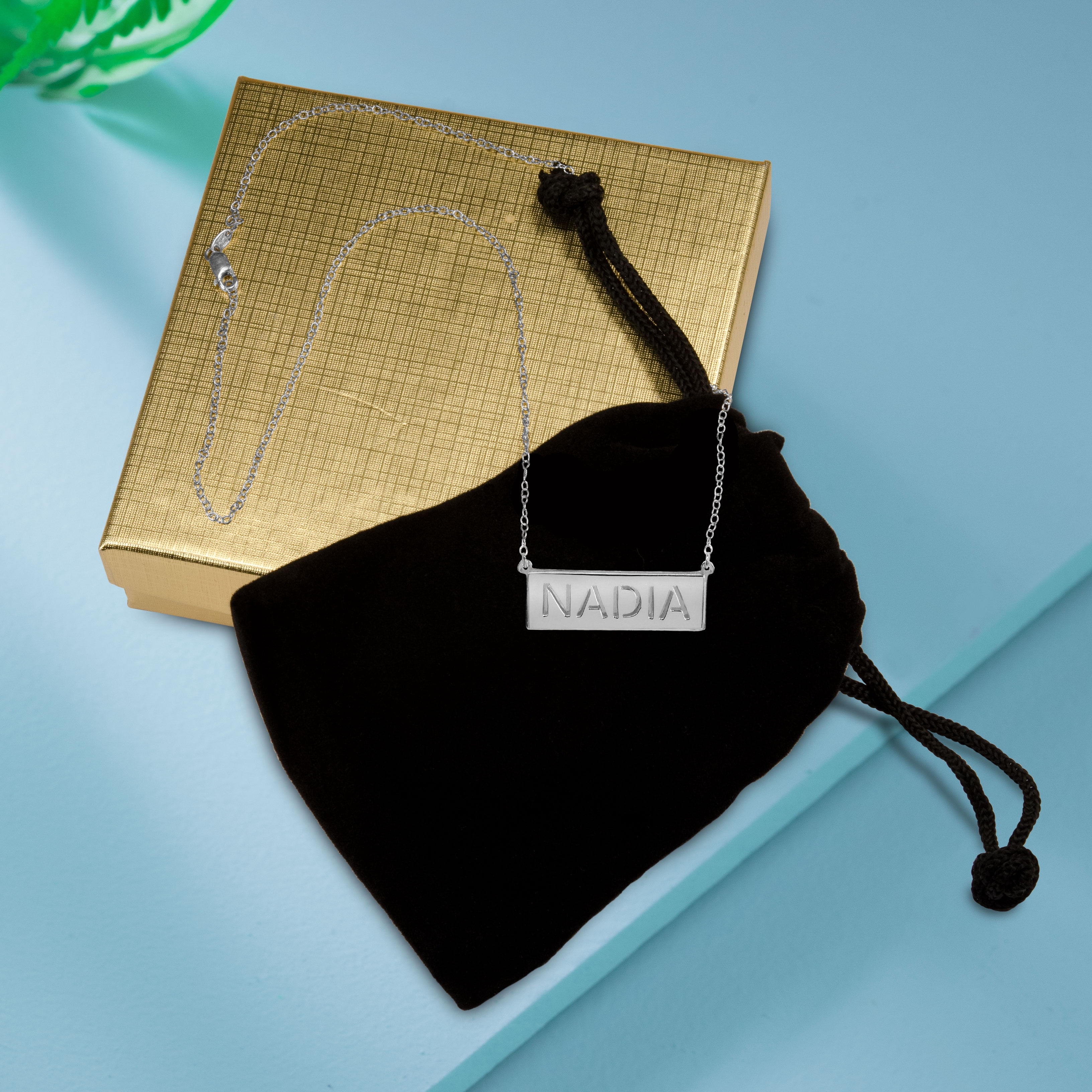 Personalized 3D Double Bar Name Necklace in Sterling Silver