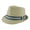 Natural/Navy Green Stripe, variant on Kids Straw Trilby Fedora Hat – Short Brim Summer Sunhat, Tan with Navy Band (4–7 Years)
