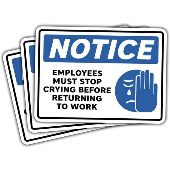 (3pcs) Employees Must Stop Crying Before Returning to Work Sticker, Employees Work Sticker, Workplace Crying Sticker Die-Cut Waterproof Vinyl Sticker Laptop Water Bottle Window Phone (Employee 2)