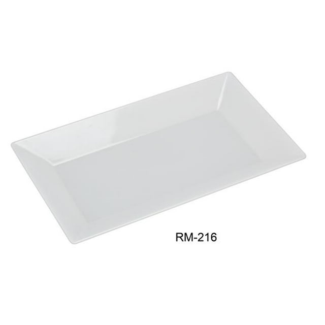Yanco Rome Rectangular Plate, White - 16 in. - Pack of 12