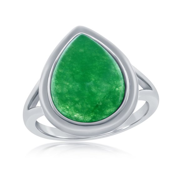 Beaux Bijoux Jade Ring in Silver - Jade Rings for Women - Jade Jewelry for Women - Jade Ring - Green Ring for Women - Jade Ring for Women - Jade Pear Teardrop Ring-6