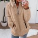 thumbnail image 1 of Pntutb Mujer Nuevo Otoño e Invierno Solapa Cremallera Bolsillo Manga Larga Mujer Top Color Sólido Sudadera De Felpa Pntutb Pntutb-3008, 1 of 5