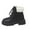 Black, variant on Black Ladies Pu Ankle Boots Lace Up Side Zip Chunky Heel Winter Casual Round Toe Short Booties