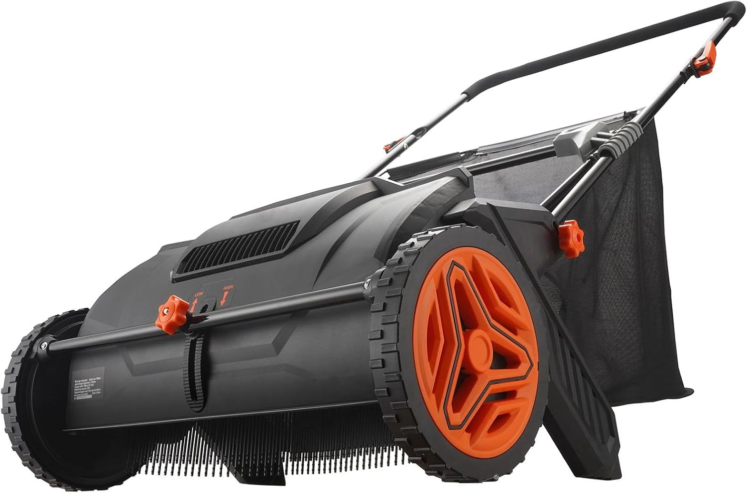 Push Lawn Sweeper 21 Inch Leaf and Grass Collector with 3.5 cu ft Hopper Bag Heavy Duty Yard Sweeper with Adjustable Height Spinning Brushes for Lawn Garden Cleaning