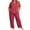Red, variant on Cmfcve 2 Piece Pajama Set for Women Plus Size Short Sleeve Tops & Drawstring Pants Casual Daily Sleepwear Sets