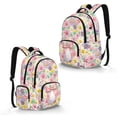 thumbnail image 2 of FKELYI 3D Floral Baseball Pink Bow Print 17 Inch School Backpack for Girls Primary School Backpacks Spacious Bookbag with Ergonomic Straps Casual Daypack for Age 6-12, 2 of 7