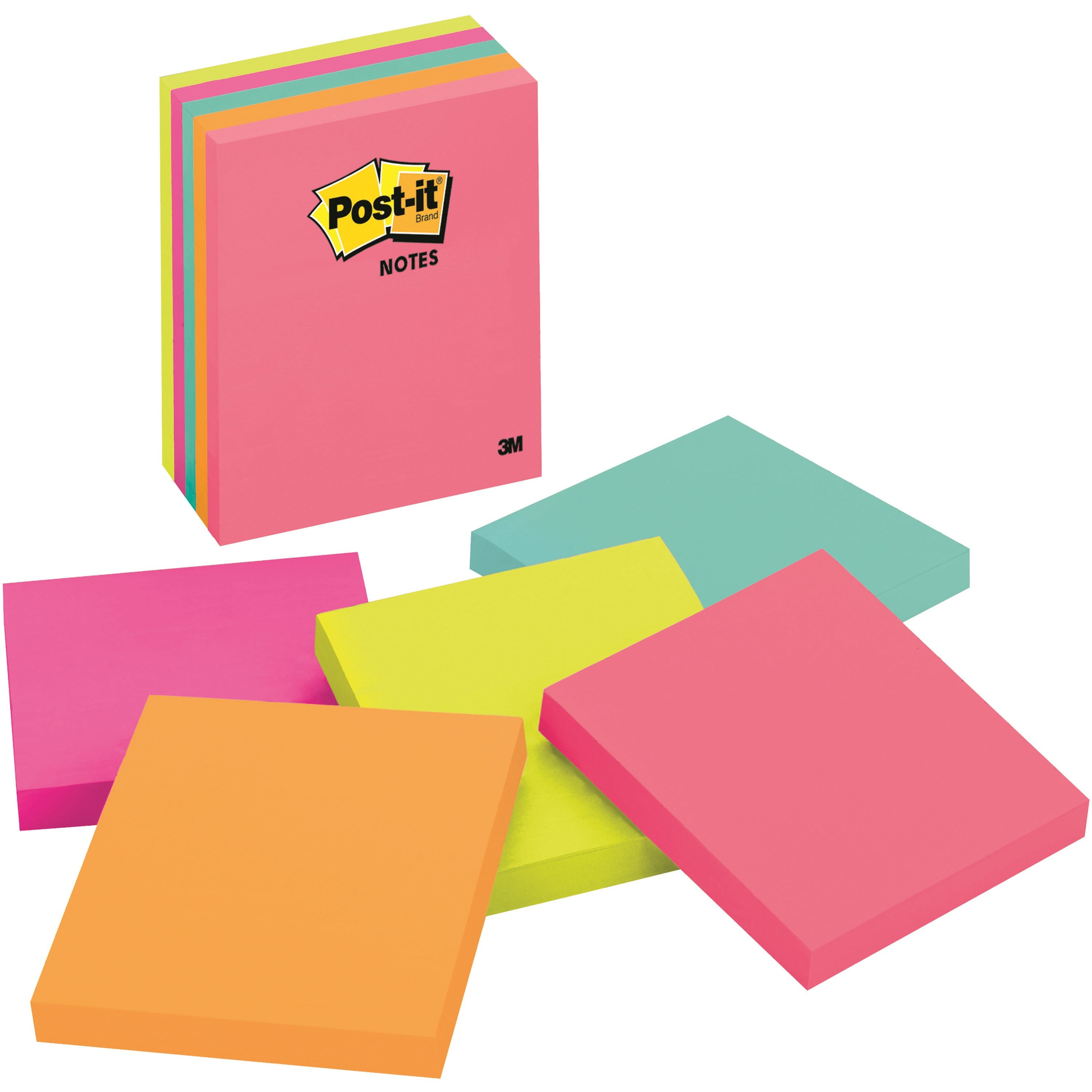 3M Post-it Recycled Notes, 4 x 6, 100 Sheets, Assorted Pastel Colors - 5 pack