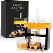 Barrel Decanter Set 1160ml Barrel with Ship Gold Faucet Glass Spout Globe Glasses