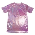 thumbnail image 6 of DHFJKG Women's Metallic T Shirt Short Sleeve Carnival Glossy Loose Fit Long Shirts Crewneck Shiny Streetwear Party Nightclub Wear Summer Stylish Tops, 6 of 9
