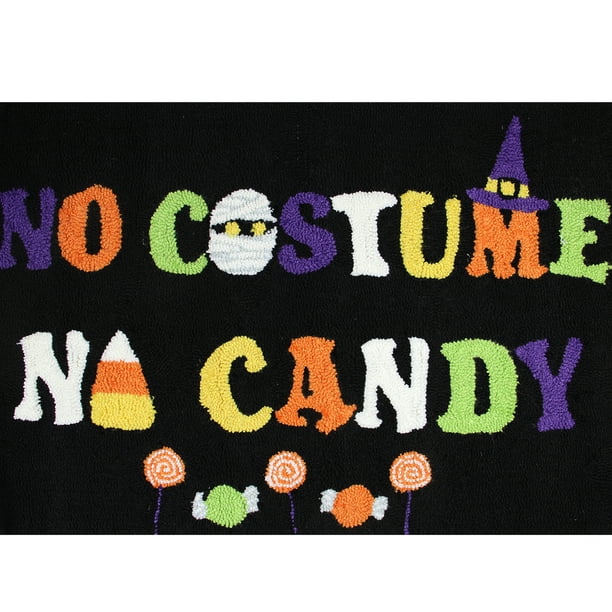 CC Home Furnishings 2' x 3' Multi-Couleur Sans Costume Sans Bonbons Main Accrochée Halloween Jeter Tapis