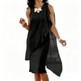 thumbnail image 2 of ClodeEU Women's Chiffon Sleeveless Crewneck Midi Dress ,Casual Solid Color Summer Dress Black,Women's Plus L, 2 of 5
